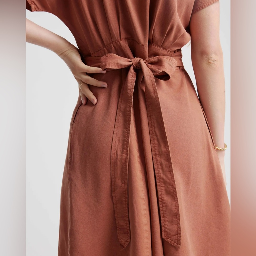 Quince vintage Wash Tencel Button Down Front Sleeve Midi Sundress in L, NWT - Picture 5 of 9